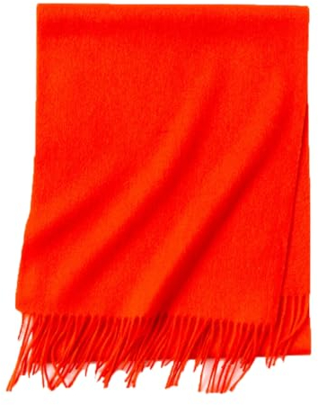 Langer Kaschmir-Schal für den Winter, Kaschmir-Schal, warm, dick, weich, solider Schal für Damen, Orange, 200-35