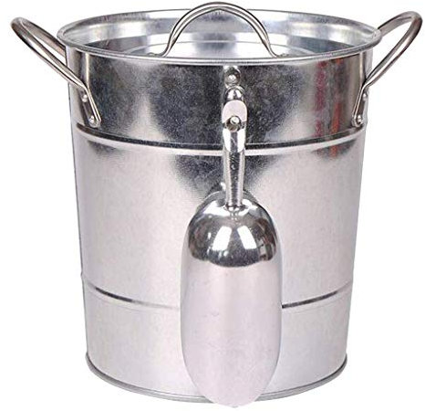 DDKYHU Ice Bucket Champagne Bucket Ice Cubes Wine Iron Bottle with Gripper Handle Lid,Ice Buckets/Pink (Silver)