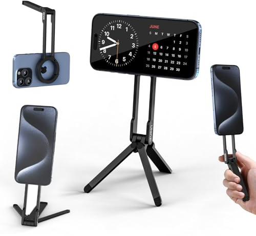 ULANZI MA30 3-in1 Magnetisches Handy Stativ Aluminium, Karabiner Förmige Maglock Schnellhalterung, Faltbar Ständer Smartphone, Mini Selfie Stick Tripod Kompatibel für iPhone 17 16 15 14 12 Magsafe
