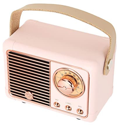 XUMIUZIY Altavoz Retro Bluetooth5.0, Altavoz Vintage sin Cables, Lindo Altavoz Estéreo de Alta Fidelidad Portátil de 360° para el Hogar, Oficina, Viajes Al Aire Libre (luz roja)