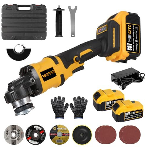 Dibaful 1500W Meuleuse d'angle Sans Fil 21V Meuleuse d'Angle avec 2 * 5000mAh Batterie 30000rpm Moteur Brushless Disqueuse Sans Fil 125 mm Disques de Coupe Pour Découper Polir et Poncer