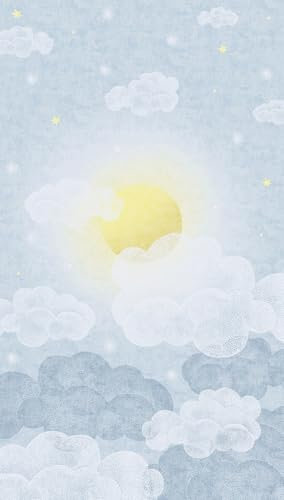 A.S. Creazione di carta da parati per la camera dei bambini Lilly & Luis - carta da parati fotografica con effetto nuvola - 1,59 m x 2,80 m - blu, giallo, bianco - prodotta in Germania - 770641