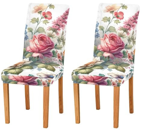 ODAWA Stuhlhussen mit Vintage-Blumenmuster, 2 Stück, Stuhlschoner für Zuhause, Restaurant, Bankett