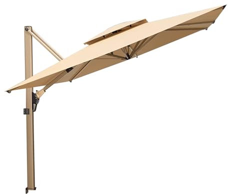 Wall Mounted Cantilever Tilting Sun Shade Umbrella, Adjustable for Balcony Patio Garden, Durable Metal Pole for Outdoor Comfort