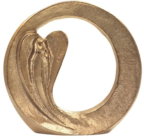 Herzmensch Goldene Engel Herz Figur 8 cm aus massiver Bronze - Schutzengel Geschenk zur Hochzeit, Geburt, Geburtstag Weihnachten, Genesung