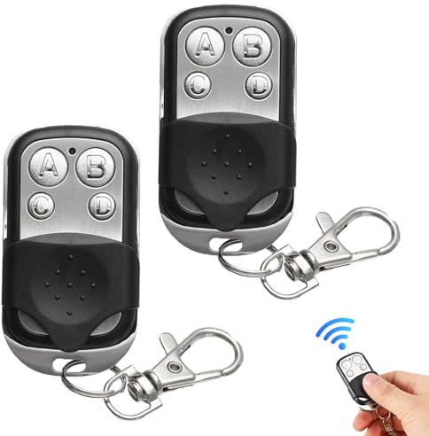 2 Pack Universal 433MHz Garage Door Remote Control Key Fob, Electric Gate Opener, Wireless Cloning Key Fob for Garage, Electric Gates, Universal Garage Door Opener Remote (Set C)