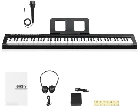 88 Key Full Size Semi-Weighted Keyboards Digital Piano with Headphone 10W Speakers for Piano Lover, Support MIDI Bluetooth