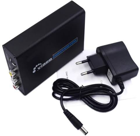 Paaruter Convertidor de Audio y Vídeo S-Video CVBS Compatible con A S Video+ Video Adaptador Conmutador Compuesto Escalador de Alta Definición 3RCA Enchufe UE