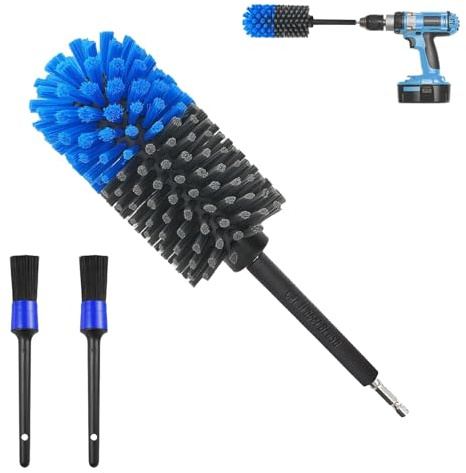 Spazzola Rotante Pulizia Casa, Spazzola Cerchi Auto con 2 Spazzole, Spazzole Trapano, Elettrica Rotante Pulizia, Accessori Auto Interno, per Moto, Biciclette Alluminio, Cura Cerchioni Acciaio