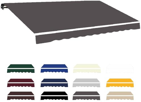 Retractable Awning Fabric Replacement, Waterproof Balcony Canopy Cover, Dark Gray, 20x13ft (600x400cm), Suitable for Folding Arm Awnings and Clamp Awnings.