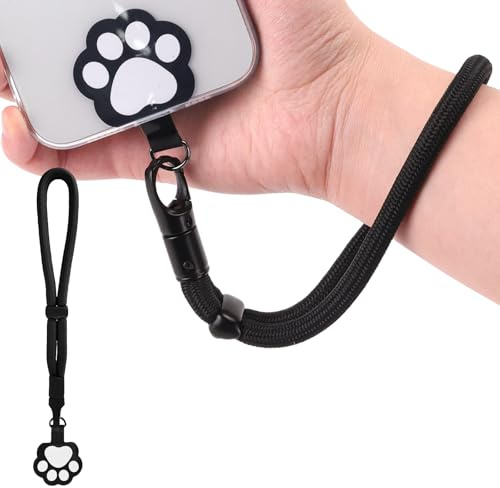Kaempe Phone Wrist Strap with Adjustable Drop-Proof Design, Safety Hand Strap Anti Theft for Mobile Iphone, Hold Tight Security Charm Wristlet Lanyard, Phone Case Chain/Bracelet Straps (Black)