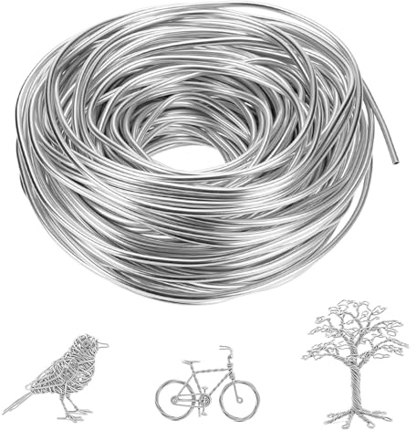 QWORK® Basteldraht, 3mm x 30m Silber Aluminiumdraht für Schmuckherstellung, DIY-Skulpturen, Dekoration
