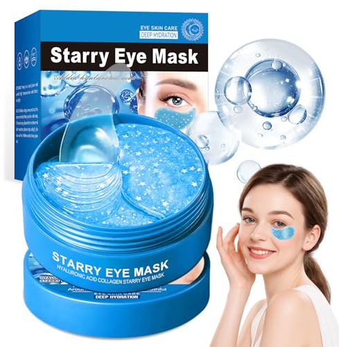 60 Piezas Parches Ojos com Ácido Hialurónico,Máscara Contorno de Tratamiento Ojos con Ingredientes Naturales para Mujer y Hombre, Hidratante Reducir Bolsas y Atenuar Ojeras, Mejorar Líneas Finas