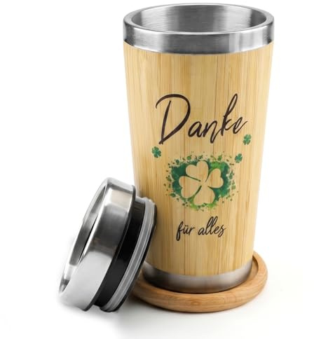 Thermobecher Personalisiert 500ml Bambus, Kaffeebecher to go Thermo