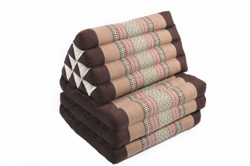 Handelsturm Thaikissen mit Dreieck, faltbar 3 Auflagen 170x50 Thaimuster braun und beige mit Füllung aus Kapok
