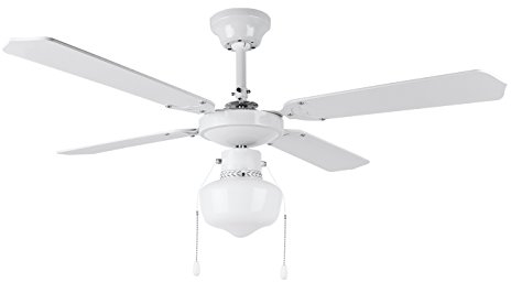 Orbegozo CL 04105 B - Ventilador de techo con luz, 50 W de potencia, diámetro de 105 cm, 4 palas reversibles y 3 velocidades, blanco