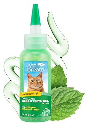 TropiClean Fresh Breath Cat Toothpaste for Teeth Cleaning, Breath Freshener, Easy to Use Plaque & Tartar Remover Gel, No Toothbrush Needed, 59 ml