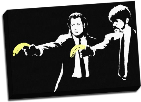 Panther Print Banksy Pulp Fiction Banana Gun Graffiti Kunstdruck, gerahmt, 76.2 x 50.8 cm, A1