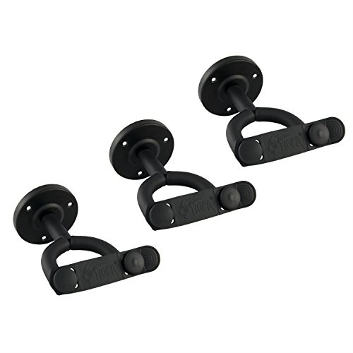 TIGER Gitarren Wall Mount. Sichere Gitarren - Wandhalterung mit Haken und Bügel inklusive - Dreierpack