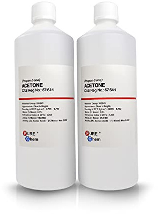 Pure Acetone - Acrylic Nail Remover Nail Polish Remover 99.8% (2 x 1L Bottles)