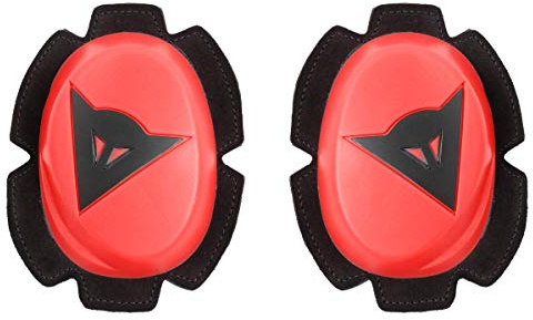 Dainese - Pista Knee Slider, Polyurethan-Motorradknie, Motorrad-Knieschoner, Gleichmäßiger Kontakt mit Piste und Asphalt, Motorrad-Schieber mit Klettverschluss, Rot Fluo/Schwarz