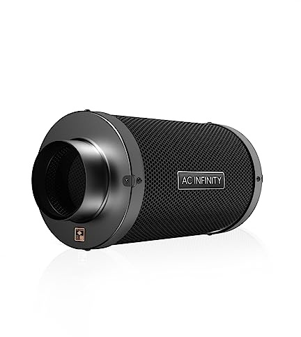 AC Infinity Kolfilter med premium australiensiskt jungfrukol, 10 cm, 4 tum, för inline-kanalfläkt, luktkontroll, hydroponik, växtrum