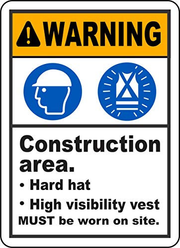 Indigos UG Aufkleber Construction Area PPE Sign 254mmx177mm - Büro - Firma - Schule