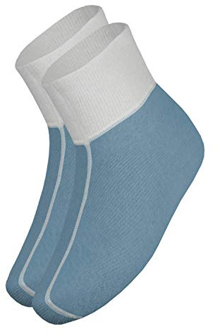 wobera Angora Fußwärmer oder Bettschuhe mit 75% Angora (Gr. 2 (38-42), Farbe: jeans mit weißem Bündchen)