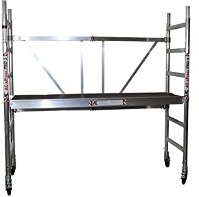 AC xPress PRO-S Rollgerüst | Alu Gerüst | 3 m Arbeitshöhe | TÜV/GS geprüft | für Innen und Außen | Aluminium Rollrüstung | DIN EN 1004 & 1298 | fahrbar | Plattform ohne Luke | erweiterbar