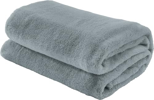 Erwin Müller Teddy-Fleece-Wohndecke Salerno, Fleece-Decke, Kuscheldecke grau Größe 130x170 cm - flauschig weich, pflegeleicht