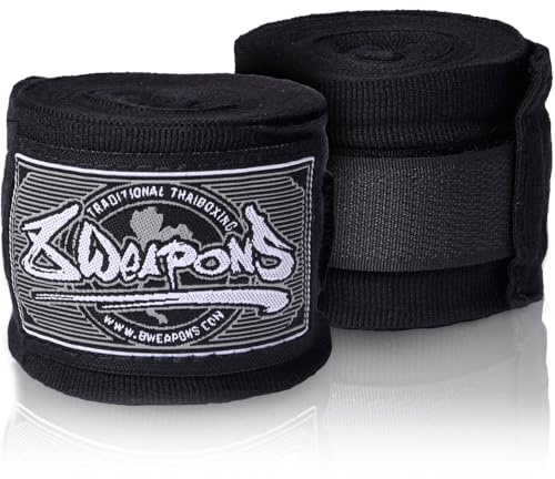 8 WEAPONS Boxbandagen Halbelastisch, Ideal für Training und Wettkampf, Verstärkter Klettverschluss, Bandagen für Muay Thai, K1, Boxen, MMA und Kickboxen