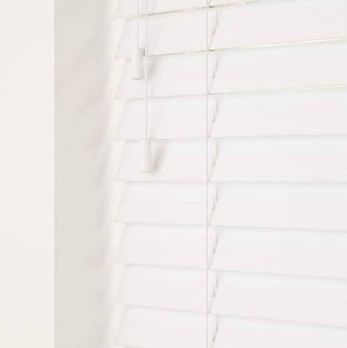 New Edge Custom Venetian Blinds with Strings - Fine Grain Faux Wood, Cut to Fit 35-60cm x Up to 120cm - Made to Measure for Bedrooms, Bathrooms or Kitchens
