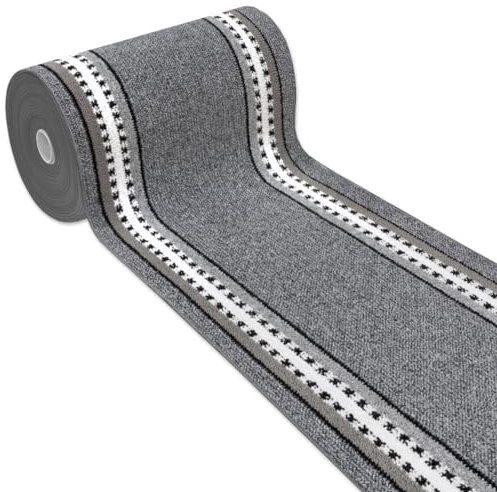 emmevi Tappeto Cucina Antiscivolo Passatoia Bordata Ingresso Scala Lavabile Mod.ALEXA Dis.A 57X300 GRIGIO