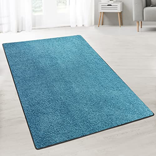 Floordirekt Shaggy Hochflor Teppich | Strapazierfähig und pflegeleicht | Erhältlich in vielen Farben & Größen | Shaggy-Kräusel Optik | Extra flauschig (Blau, 160 x 230 cm)