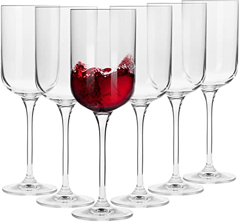 Krosno Copas de vino tinto | Juego de 6 | 350 ml | Colección Glamour | Perfectas para casa, restaurantes y fiestas | Apto para lavavajillas | Cristal sin plomo