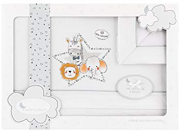 Danielstore Sábanas Minicuna 50x80 cm para Bebé, Juego de Cama 3 Piezas, 100% Algodón Transpirable, Sábana Bajera Ajustable + Encimera + Funda de Almohada, Textil Suave para Recién Nacido animalitos