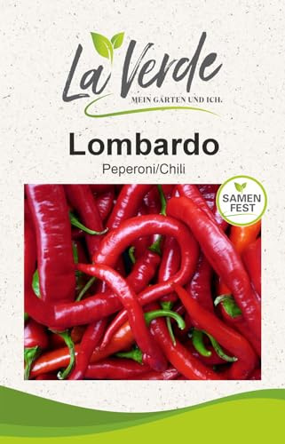La Verde MEIN GARTEN UND ICH. Lombardo Peperoni Samen für ca. 8–10 Pflanzen, mild-würzige Chili, Saatgut ohne Gentechnik
