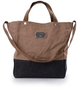 Barebones Neelum Large Waxed Canvas Tote Bags - Heavy Duty Canvas Bag and Reusable Grocery Bag, Khaki, Market Tote (16L)