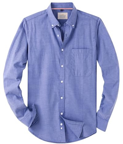 J.VER Mens Shirts Long Sleeve Oxford Button Down Non Iron Business Smart Casual Regular Fit Dress Shirts Blue XL