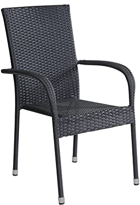 dasmöbelwerk Stapelstuhl Oslo Armlehnstuhl Esstischstuhl Gartenstuhl Stuhl Outdoor schwarz
