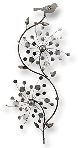 Metall Windrad 'Vogel-unbehandelt' - massives Windspiel Windmühle für den Garten - wetterfest und standfest - mit besten Kugellagern - aus Vollmetall unbehandelt – Höhe 190 cm