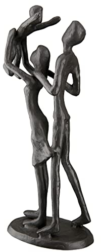 Casablanca Figura Decorativa Escultura de la Felicidad Familiar de Hierro – Familia Madre Padre Hijo – Regalo de Nacimiento mudanza – Color: Marrón Altura 20 cm
