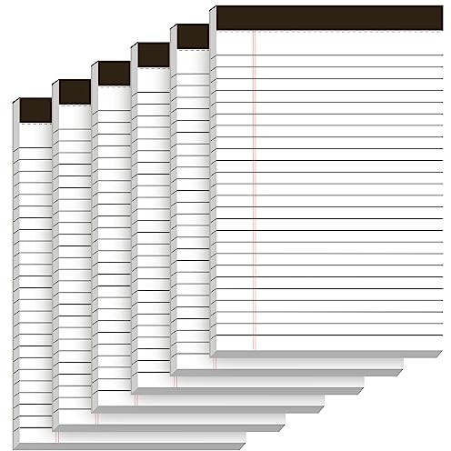 Nichela 5 x 8 Note Pads 6 Pack of Legal Pads Narrow Ruled Notepad with Perforated Notepads 30 Sheets Small Writing Pads 21lb Legal Pad Quality Paper Ideal for Home, Office, or School Use