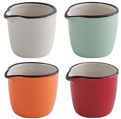 Bafnsiji 4PCS Mini Creamer en céramique, 55ml Bateau de Sauce en céramique, Mini Pot de Lait en céramique Blanche, Bateau de Sauce en céramique, Pichet de crème au Lait