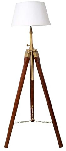 Lampadaire nautique vintage en bois trépied lampe de coin abat-jour chambre salon lampe de sol maison lampe décorative cadeau de Noël
