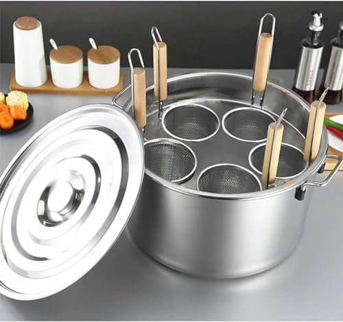 Pentole, Pentola in Acciaio Inossidabile Pentola Grande con Coperchio e Cestello colino, Set di Inserti per Cuoci Pasta a induzione 3/4/5 Fori per Zuppa, Stufato e Salsa (Colore :