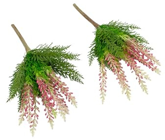 mucplants 2er Set künstliche Erika Kunstblume Stecker Heidekraut Blütenstiele Herbstblume Besenheide Erica ca. 29 cm (Pink)