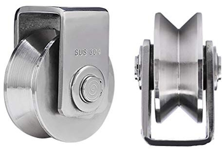 Stück V-Nut-Lenkrollen, Hochleistungs-Schienenrolle, Übersetzungs-Richtungsrolle aus Edelstahl 304, für Rundrohr, Drahtseilschiene, Schiebetür, mechanischer Industriewagen (22 mm)