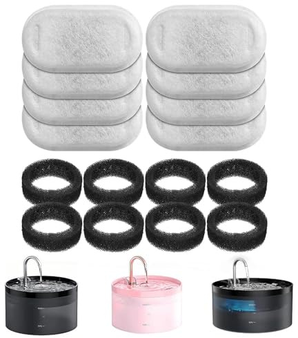GIOTOHUN 16 kattfontänfilter: Filter för kattfontän – filter för kattfontän – avlägsnande av föroreningar – 8 aktiva kolfilter + 8 skumfilter