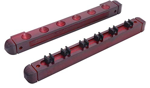 Agashi Snooker Queue Wandregal, Pool Queue Rack, Kann 6 Schläger Speichern,Ooker Zubehör Für Schulen, Häuser, Vereine/Wine Red/39Cm